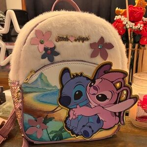 Stitch & Angel Disney Kids Backpack - White and Pink